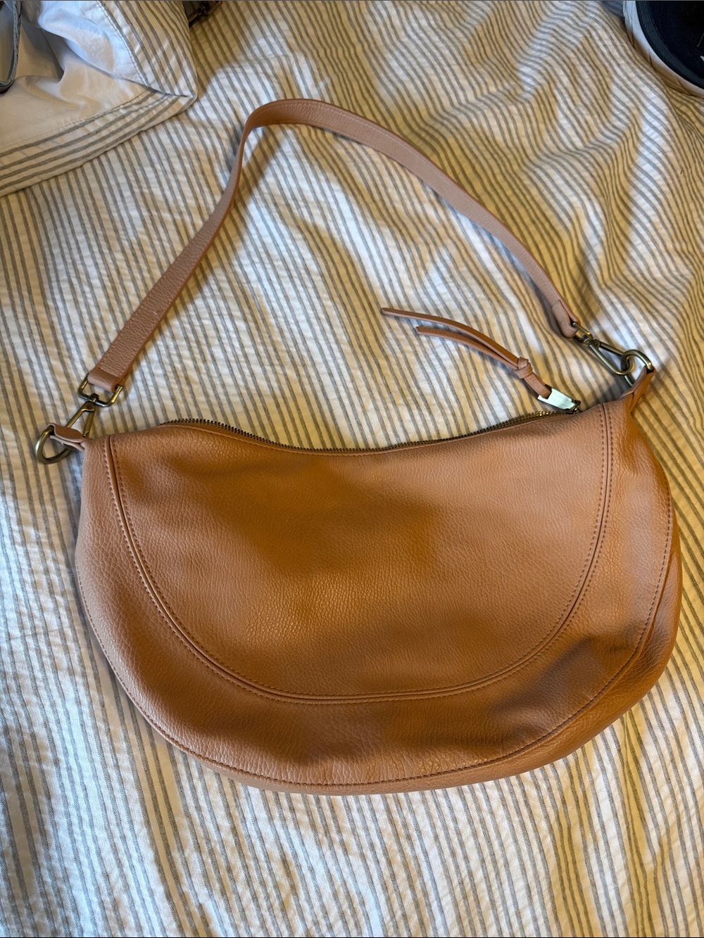 Anthropologie tan leather medium size shoulder bag with 2 strap options